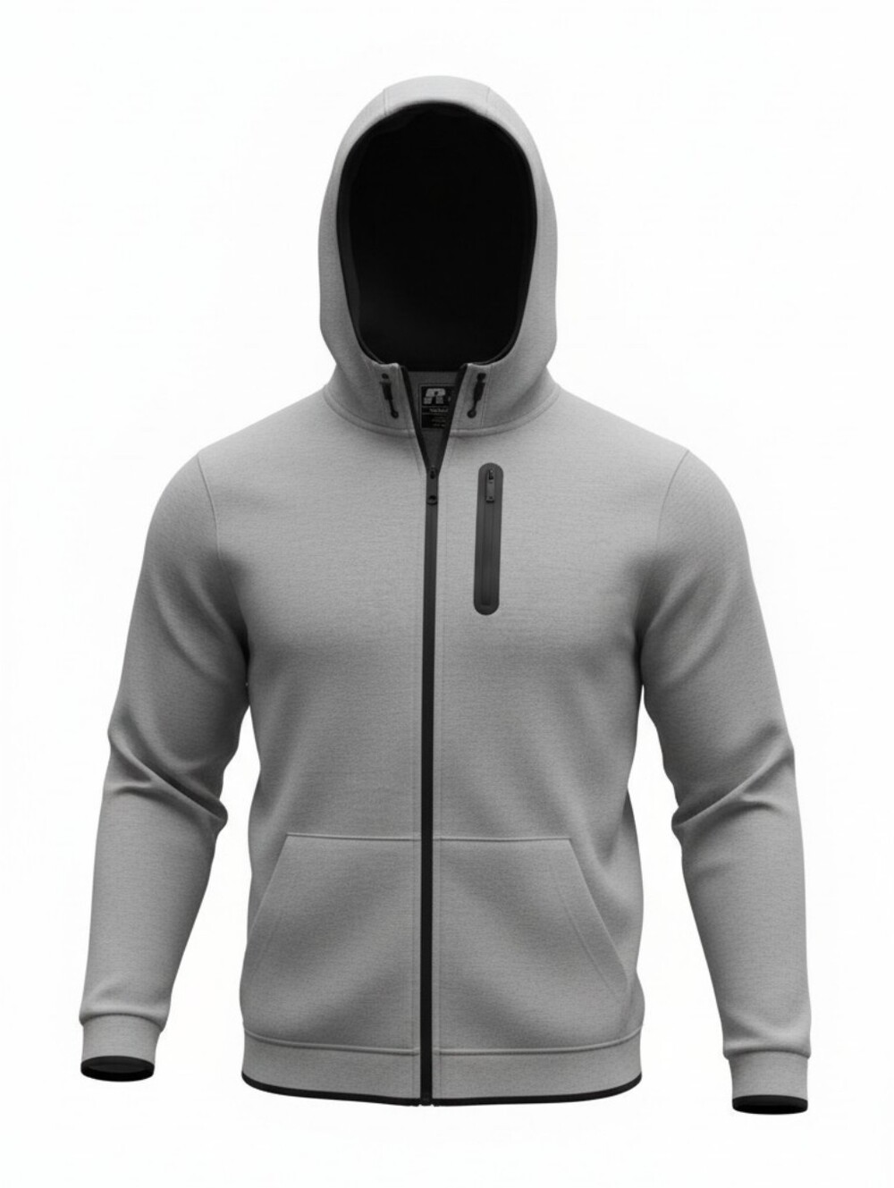 Men's Gray Full-Zip Hooded Jacket